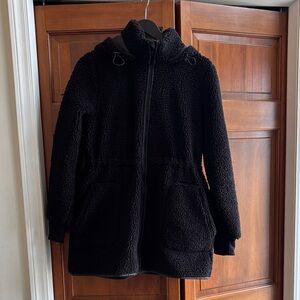 Time and Tru Black Sherpa Hooded Puffer Jacket